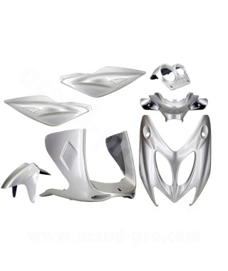KIT CARROSSERIE ADAPT. MBK NITRO / YAMAHA AEROX GRIS METAL 1997-2012 (7 PIECES)