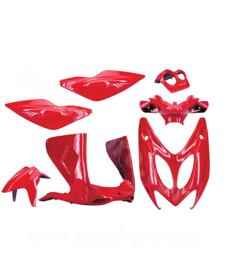 KIT CARROSSERIE ADAPT. MBK NITRO / YAMAHA AEROX ROUGE SCUDERIA 1997-2012 (7 PIECES)