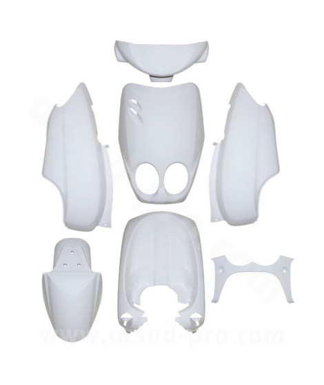 KIT CARROSSERIE ADAPT. MBK OVETTO 2002-2007  / YAMAHA NEOS 2002-2007 BLANC 2T (7 PIECES)
