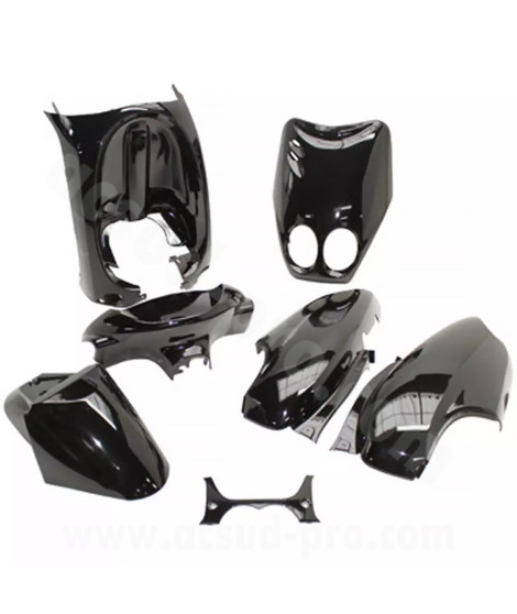KIT CARROSSERIE ADAPT. MBK OVETTO 2002-2007  / YAMAHA NEOS 2002-2007 NOIR 2T (7 PIECES)
