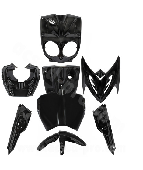KIT CARROSSERIE ADAPT. MBK STUNT / YAMAHA SLIDER TYPE ORIGINE NOIR (à partir de) 2004  (7 PIECES)