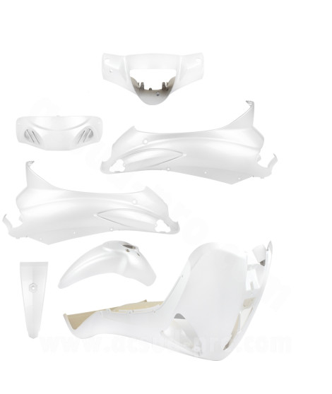 KIT CARROSSERIE ADAPT. PIAGGIO LIBERTY 50 / 125 / 150 / 200cc 2004-2014 (7 PIECES) BLANC PERLE