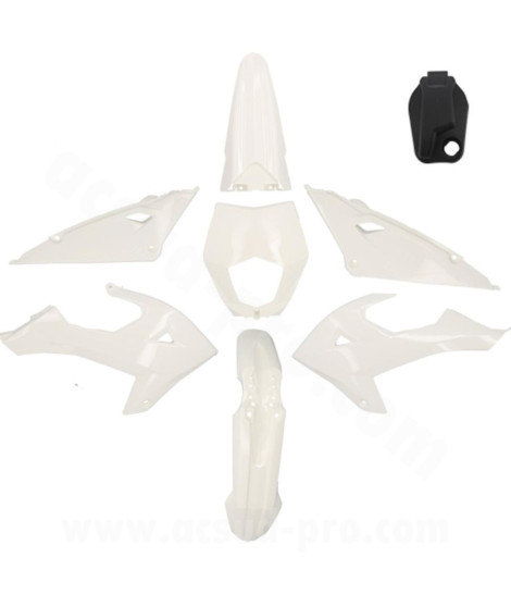 KIT CARROSSERIE  ADAPT. RIEJU 50 MRT 2022. MRT ENDURO 2022. MRT PRO 2022. MRT SM 2022 (8 PIECES) BLANC