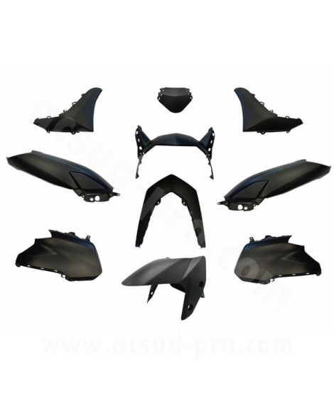KIT CARROSSERIE ADAPT. YAMAHA NMAX 125cc (à partir de) 2021 NOIR MAT (12 PIECES)