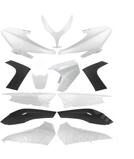 KIT CARROSSERIE ADAPT. YAMAHA TMAX 500 2008-2011 WHITE COMPETITION   (13 PIECES)