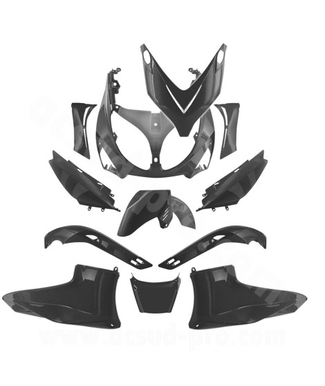 KIT CARROSSERIE ADAPT. YAMAHA TMAX 500cc 2001-2007 NOIR MAT (12 PIECES)