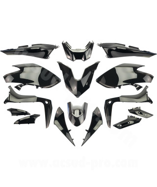 KIT CARROSSERIE ADAPT. YAMAHA TMAX 530cc 2017-2019  SX / DX  NOIR BRILLANT (15 PIECES)