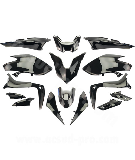 KIT CARROSSERIE ADAPT. YAMAHA TMAX 530cc 2017-2019  SX / DX  NOIR BRILLANT (15 PIECES)