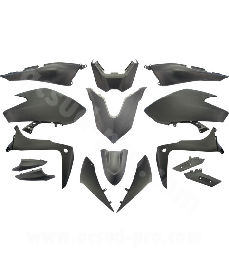 KIT CARROSSERIE ADAPT. YAMAHA TMAX 530cc 2017-2019  SX / DX  NOIR MAT  (15 PIECES)
