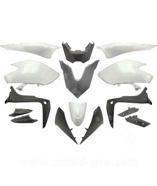 KIT CARROSSERIE ADAPT. YAMAHA TMAX 530cc 2017-2019  SX / DX  WHITE COMPETITION (15 PIECES)