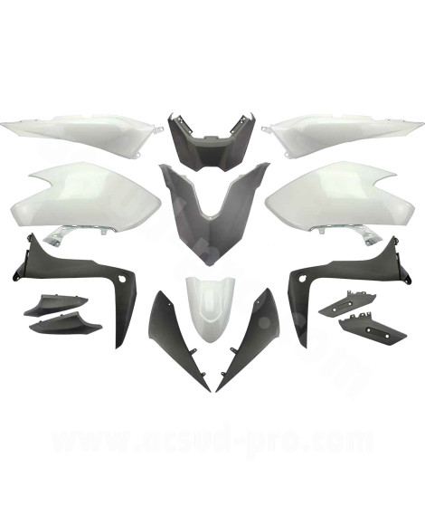 KIT CARROSSERIE ADAPT. YAMAHA TMAX 530cc 2017-2019  SX / DX  WHITE COMPETITION (15 PIECES)