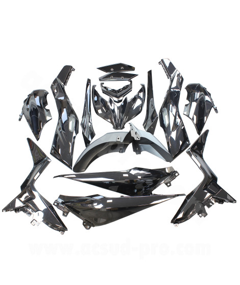 KIT CARROSSERIE ADAPT. YAMAHA XMAX 125 2018-2019  / 300 2017-2019  / 400 2018-2019 NOIR BRILLANT (15 PIECES)