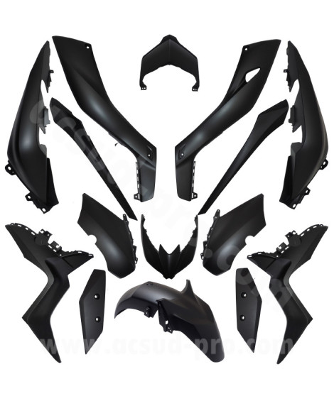 KIT CARROSSERIE ADAPT. YAMAHA XMAX 125  2018-2019  / 300  2017-2019  / 400  2018-2019 NOIR MAT (15 PIECES)