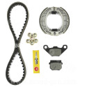 KIT REVISION ORIGINE COMPLET ROMA / BOSTON 4T 10 POUCES GY6 50cc (COURROIE / PLAQUETTE / GALETS / BOUGIE)