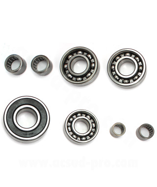 KIT ROULEMENTS BOITE DE VITESSE MOTO ADAPT. MOTEUR MINARELLI AM6 ( NOUVEAU CARTER MOTEUR )