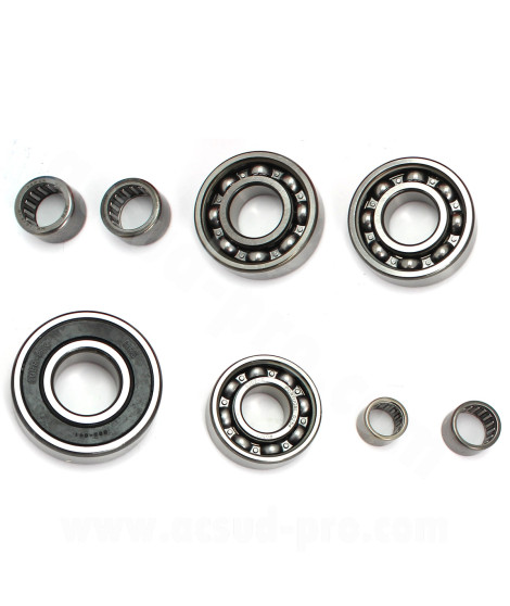 KIT ROULEMENTS BOITE DE VITESSE MOTO ADAPT. MOTEUR MINARELLI AM6 ( NOUVEAU CARTER MOTEUR )