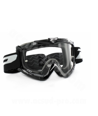 MASQUE / LUNETTES CROSS MOTO PROGRIP 3301 NOIR ECRAN TRANSPARENT ANTI-RAYURES / ANTI-BUEE