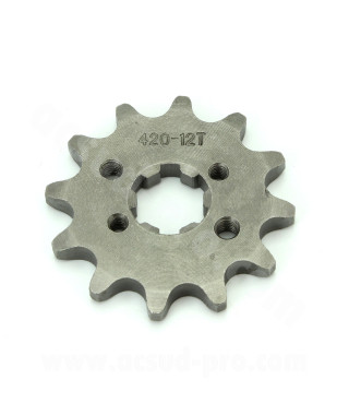 PIGNON SORTIE BOITE MOTO ADAPT. DERBI 12 DENTS 420 DERBI SENDA 50 EURO 2 + EURO 3 / DRD / GPR / GILERA 50 SMT / RCR