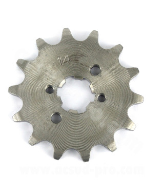 PIGNON SORTIE BOITE MOTO ADAPT. DERBI 14 DENTS 420 DERBI SENDA 50 EURO 2 + EURO 3 / DRD / GPR / GILERA 50 SMT / RCR