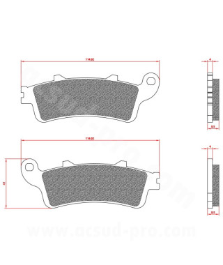 PLAQUETTE DE FREIN MAXISCOOTER BRENTA ADAPT. HONDA PANTHEON 125-150CC 1998-2006 AVANT (HOMOLOGUEE ECE R90) BR3023