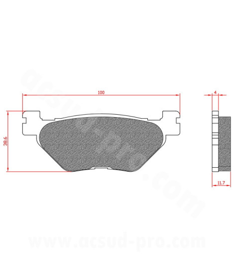 PLAQUETTE DE FREIN MAXISCOOTER BRENTA ADAPT. YAMAHA TMAX 500 2001-2003 / 530-560CC 2008-2024 ARRIERE (HOMOLOGUEE ECE R90) BR3058