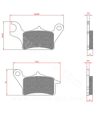PLAQUETTE DE FREIN MAXISCOOTER BRENTA ADAPT. YAMAHA TRICITY 125-300CC AVANT DROIT (HOMOLOGUEE ECE R90) BR3179