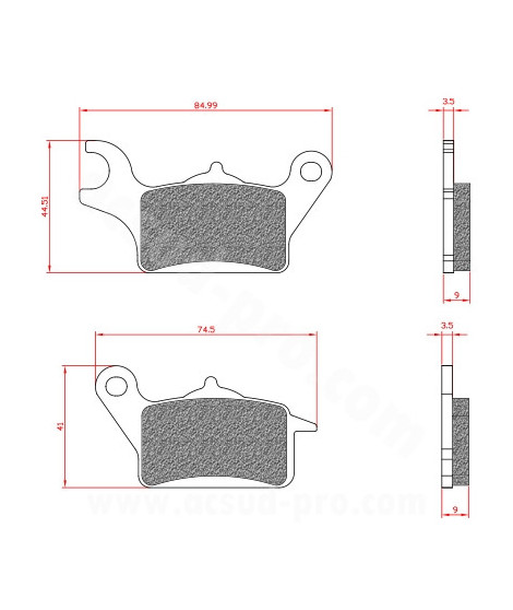 PLAQUETTE DE FREIN MAXISCOOTER BRENTA ADAPT. YAMAHA TRICITY 125-300CC AVANT DROIT (HOMOLOGUEE ECE R90) BR3179