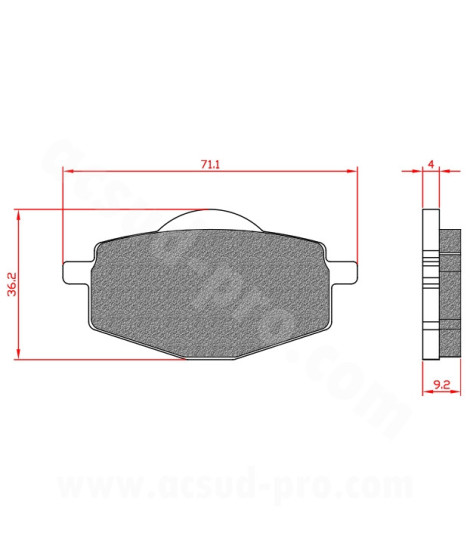 PLAQUETTE DE FREIN MOTO BRENTA ADAPT. YAMAHA XPOWER / TZR50 / DT / YBR 125cc ARRIERE (HOMOLOGUEE ECE R90) BR3085
