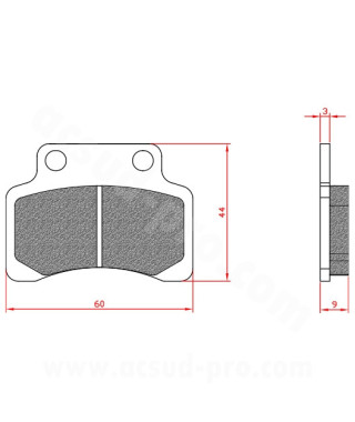 PLAQUETTE DE FREIN SCOOT BRENTA ADAPT. TNT MOTOR / CPI / GY6 2T / KEEWAY / GENERIC / PEUGEOT (HOMOLOGUEE ECE R90) BR3205
