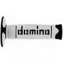 REVETEMENT POIGNEE DOMINO OFFROAD BI-COMPOSANTS BLANC / NOIR A260 CLOSED END 120mm (LA PAIRE)