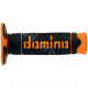 REVETEMENT POIGNEE DOMINO OFFROAD BI-COMPOSANTS NOIR / ORANGE A260 CLOSED END 120mm (LA PAIRE)