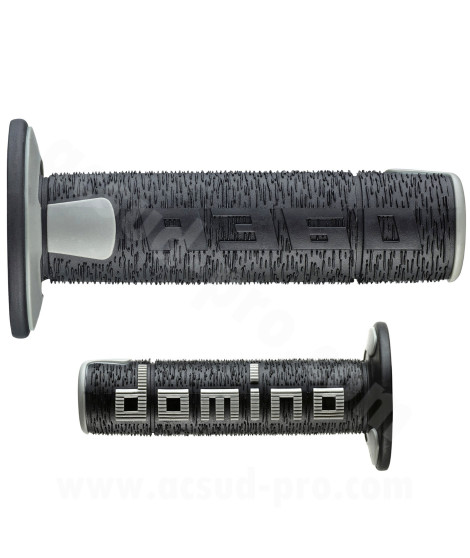 REVETEMENT POIGNEE DOMINO OFFROAD NOIR / GRIS A360 CLOSED END 120-123mm (LA PAIRE)