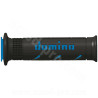 REVETEMENT POIGNEE DOMINO ROAD BI-COMPOSANTS NOIR / BLEU A250 OPEN END 120-125mm (LA PAIRE)