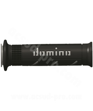 REVETEMENT POIGNEE DOMINO ROAD BI-COMPOSANTS NOIR / GRIS A250 OPEN END 120-125mm (LA PAIRE)