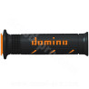 REVETEMENT POIGNEE DOMINO ROAD BI-COMPOSANTS NOIR / ORANGE  A250 OPEN END 120-125mm (LA PAIRE)