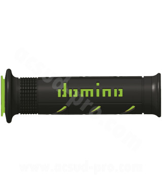 REVETEMENT POIGNEE DOMINO ROAD BI-COMPOSANTS NOIR / VERT A250 OPEN END 120-125mm (LA PAIRE)