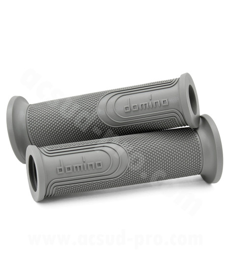 REVETEMENT POIGNEE DOMINO STYLE GRIS / DEBOUCHE POUR EMBOUT GUIDON / L : 120mm (LA PAIRE)
