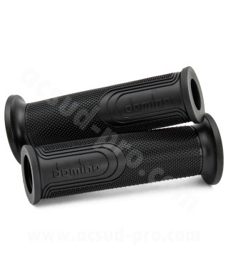 REVETEMENT POIGNEE DOMINO STYLE NOIR / DEBOUCHE POUR EMBOUT GUIDON / L : 120mm (LA PAIRE)