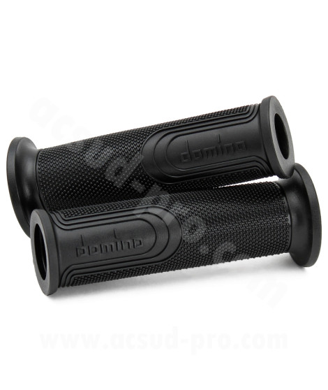 REVETEMENT POIGNEE DOMINO STYLE NOIR / DEBOUCHE POUR EMBOUT GUIDON / L : 120mm (LA PAIRE)