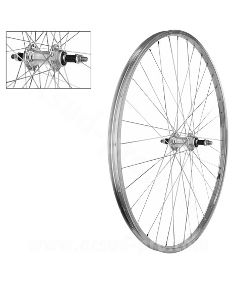 ROUE ARRIERE VELO 700x35 VTC 28" AXE PLEIN A VISSER (ETRTO 19-622)