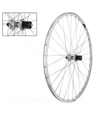 ROUE ARRIERE VELO ROUTE ROAD RUNNER 700C CASSETTE A BLOCAGE ARGENT