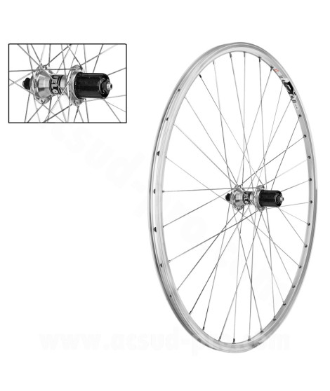 ROUE ARRIERE VELO ROUTE ROAD RUNNER 700C CASSETTE A BLOCAGE ARGENT