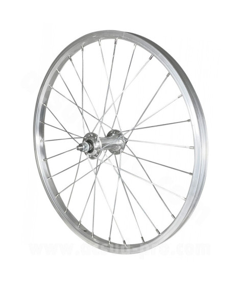ROUE VTT 20" AV ANT ECROU AXE PLEIN JANTE ARGENT MACH1 M110. MOYEU ALU 28 RAYONS