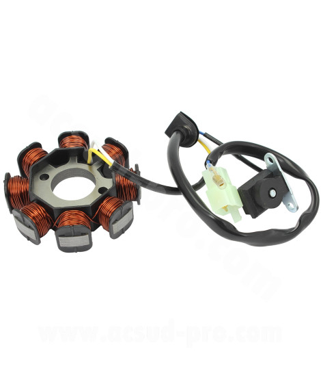 STATOR ALLUMAGE SCOOTER ADAPT. SYM JET4 / FIDDLE 2 / PEUGEOT TWEET / VIVACITY / SPEEDFIGHT 4T (OEM : 31120-AAA-A00)