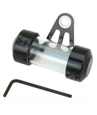 SUPPORT VIGNETTE ASSURANCE OPM CYLINDRIQUE NOIR (LONGUEUR : 70mm) ARCHIVE MOTORCYCLE