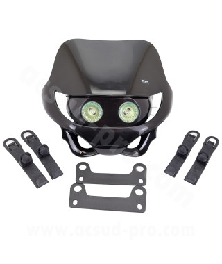 TETE DE FOURCHE ENDURO HALOGENE DOUBLE OPTIQUE NOIR *