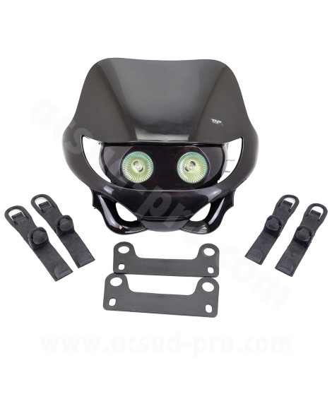 TETE DE FOURCHE ENDURO HALOGENE DOUBLE OPTIQUE NOIR *