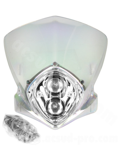 TETE DE FOURCHE MOTO DUKE 2X20W TRANSPARENT IRIDIUM *
