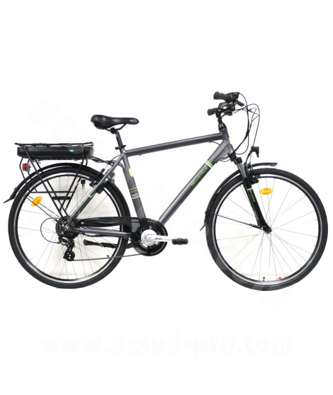 VELO ELECTRIQUE EZO BELLEVILLE 28 HOMME- 500Wh GRIS VERT