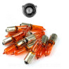 AMPOULE LAMPE HALOGENE MINIATURE H10W1 12V 21W CULOT BAU9S TEMOIN ERGOTS DECALES 120° ORANGE ( VENDU BOITE DE 10PCS)